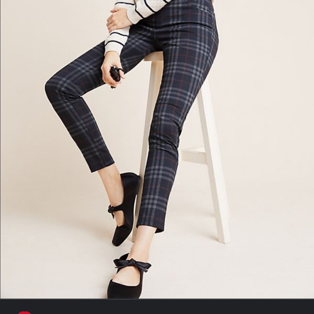 Sanctuary pull on plaid slim leg pants